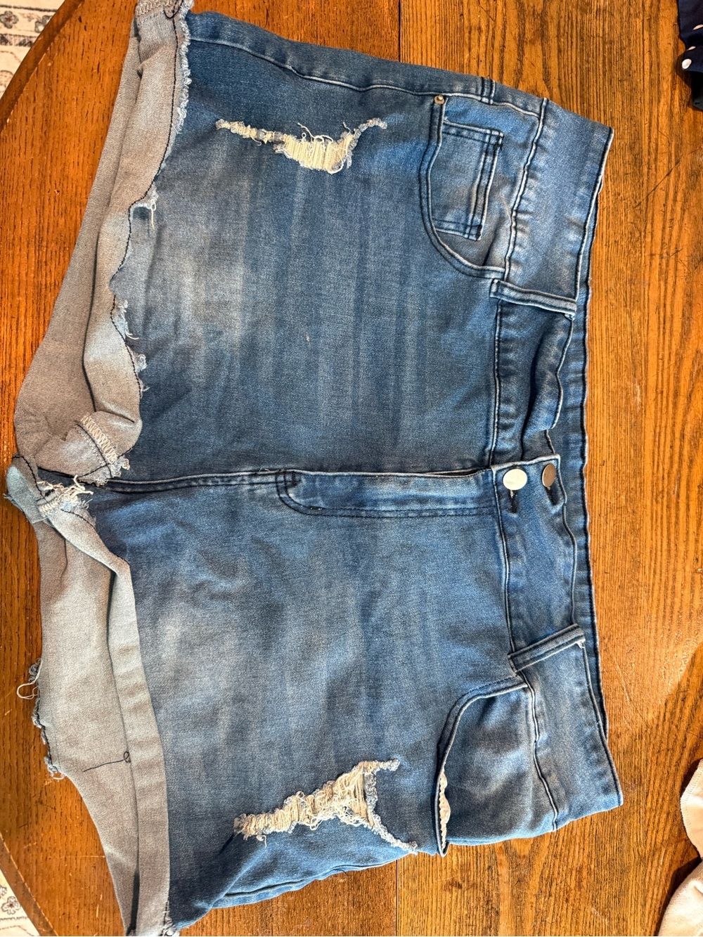 Denim Distressed Roll-Cuff Women’s Shorts - Blue